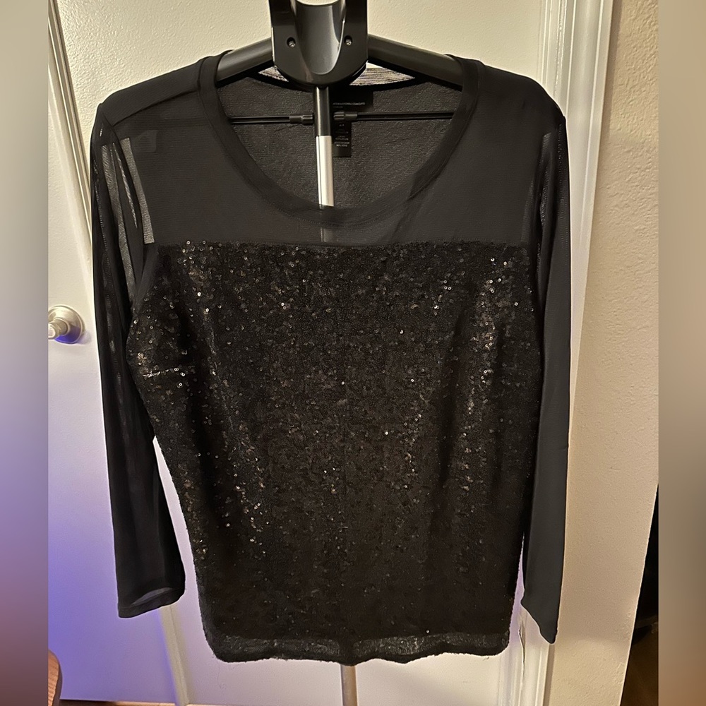 INC lavish Macys deep black sequins top New with tags Plus